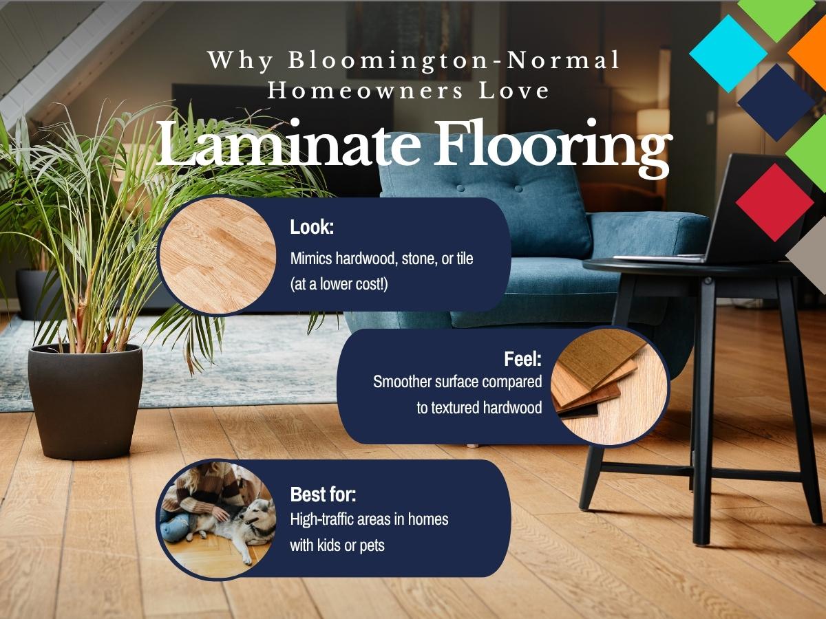 Bloomington Normal homeowners love laminate flooring for its easy maintenance, cost effectiveness, and modern design options.