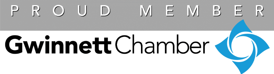 Text says Proud member of Gwinnett Chamber with blue star logo