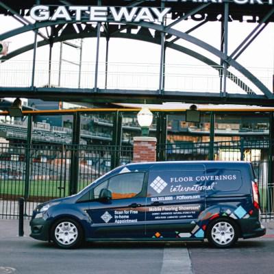 FCI mobile showroom parked in front of Gateway baseball field