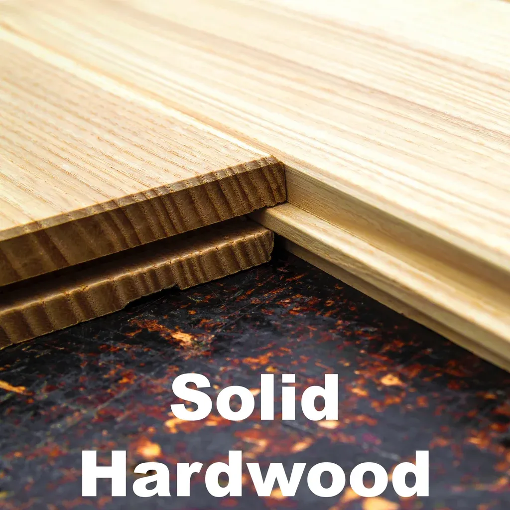 Solid hardwood flooring displayed, showcasing rich textures and colors, available in West Palm Beach and Jupiter, FL.
